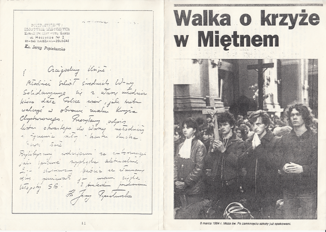 List od ks. Jerzego Popiełuszki do ks. Stanisława Bieńko, 1984 r.