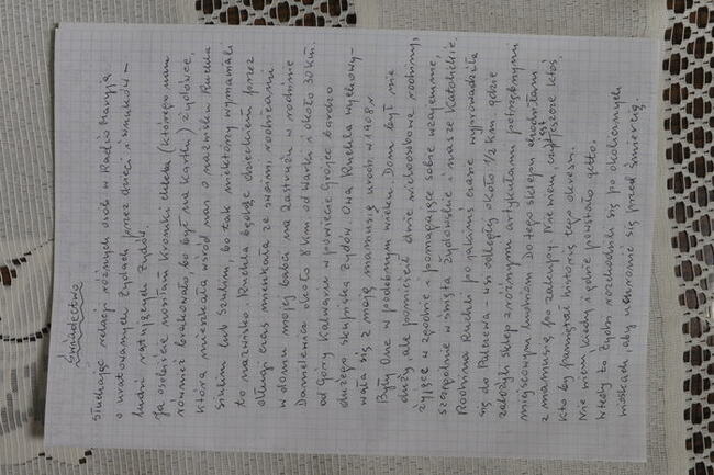 Świadectwo Jadwigi Kozłowskiej o pomocy udzielanej żydowskiej kobiecie podczas okupacji niemieckiej, fot. Henryk Domagała