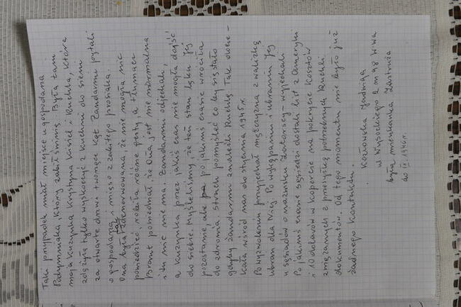 Świadectwo Jadwigi Kozłowskiej o pomocy udzielanej żydowskiej kobiecie podczas okupacji niemieckiej, fot. Henryk Domagała