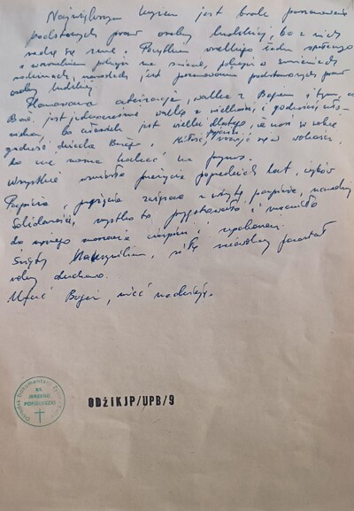 Osobiste zapiski ks. Jerzego Popiełuszki, Ośrodek Dokumentacji Życia i Kultu Błogosławionego Księdza Jerzego Popiełuszki, fot. G. Łeszczyński