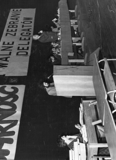 Wystąpienie Romana Tabisza na I Walnym Zebraniu Delegatów Regionu Pobrzeże "S". Archiwum Romana Tabisza