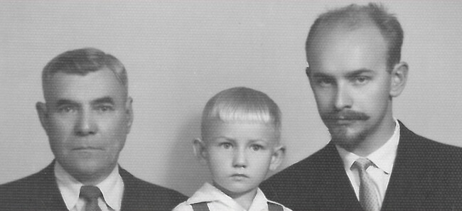 Tomaszow Maz. 1961 r. Fedorowiczowie: dziadek Ewaryst, Ewaryst Fedorowicz i ojciec Antoni